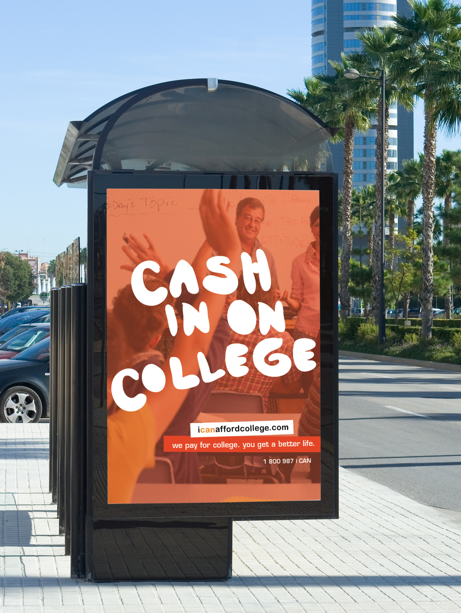 california community colleges poster on bus shelter